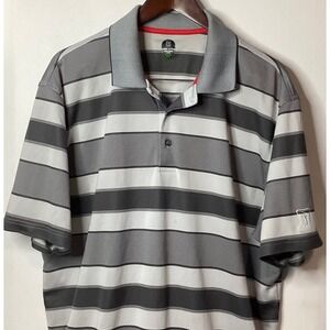 PGA Tour Pro Series Mens XXL XXG 2TG Golf Polo Shirt Grey Stripe Short Sleeve